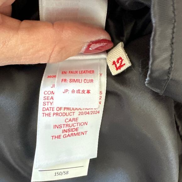 Marni Kid's Black Faux Leather Skirt with Logo and Scalloped Side, Size 12, EUC - Picture 8 of 9